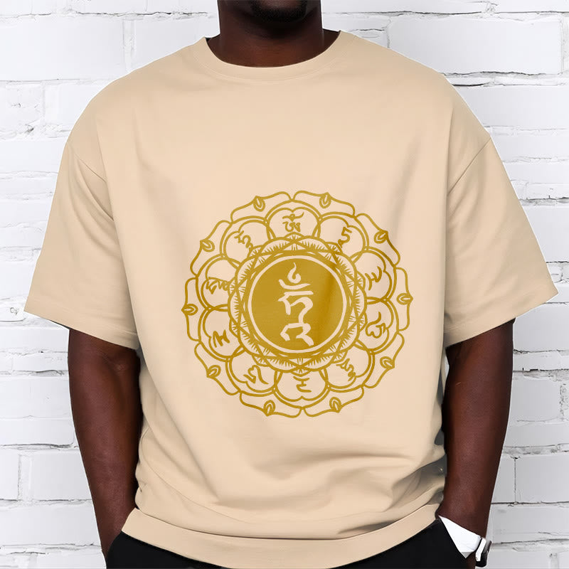 T-shirt décontracté en coton avec motif Buddha Stones , symbole Hum Vishuddha - image 10