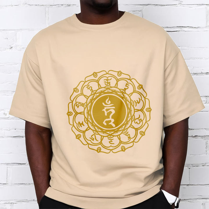 T-shirt décontracté en coton avec motif Buddha Stones , symbole Hum Vishuddha - image 10