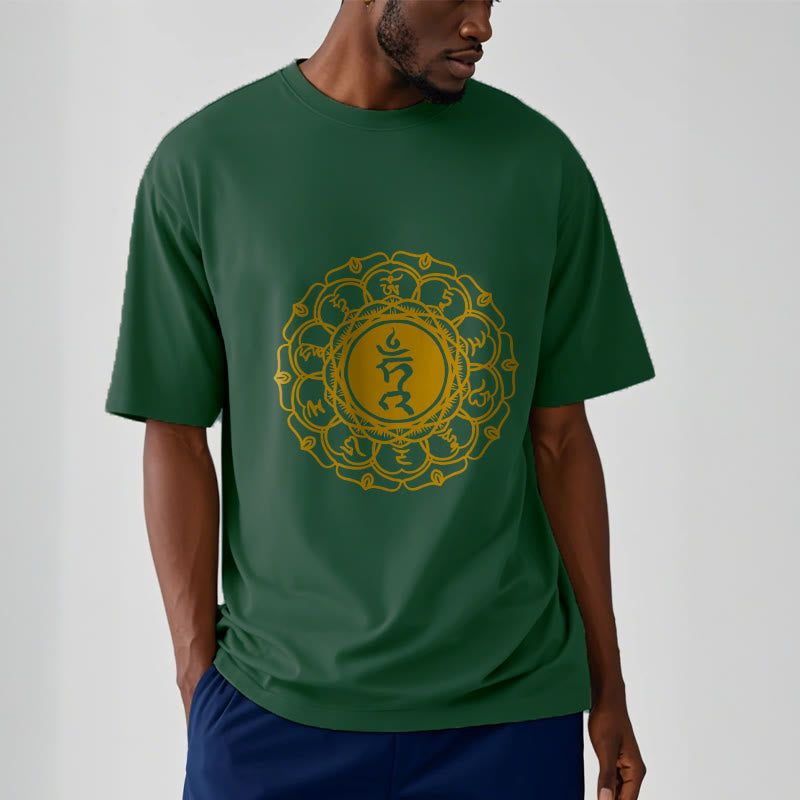 T-shirt décontracté en coton avec motif Buddha Stones , symbole Hum Vishuddha - image 12