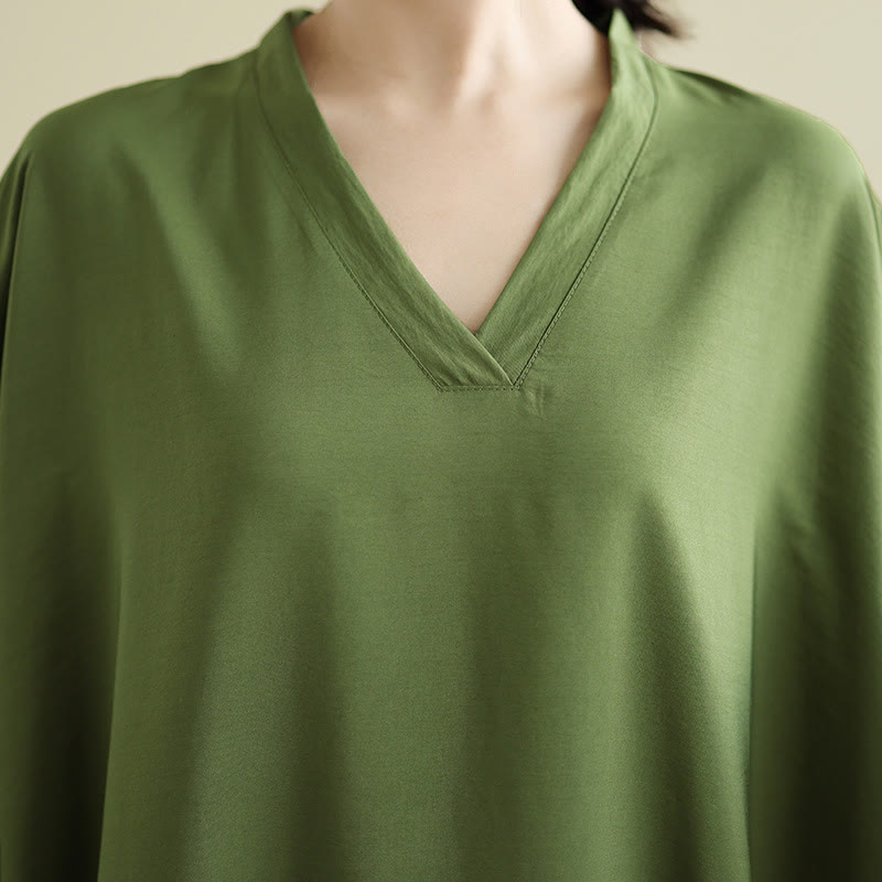 Robe longue décontractée en coton et lin à manches longues et poches, style rétro, couleur unie, motif Buddha Stones - image 8