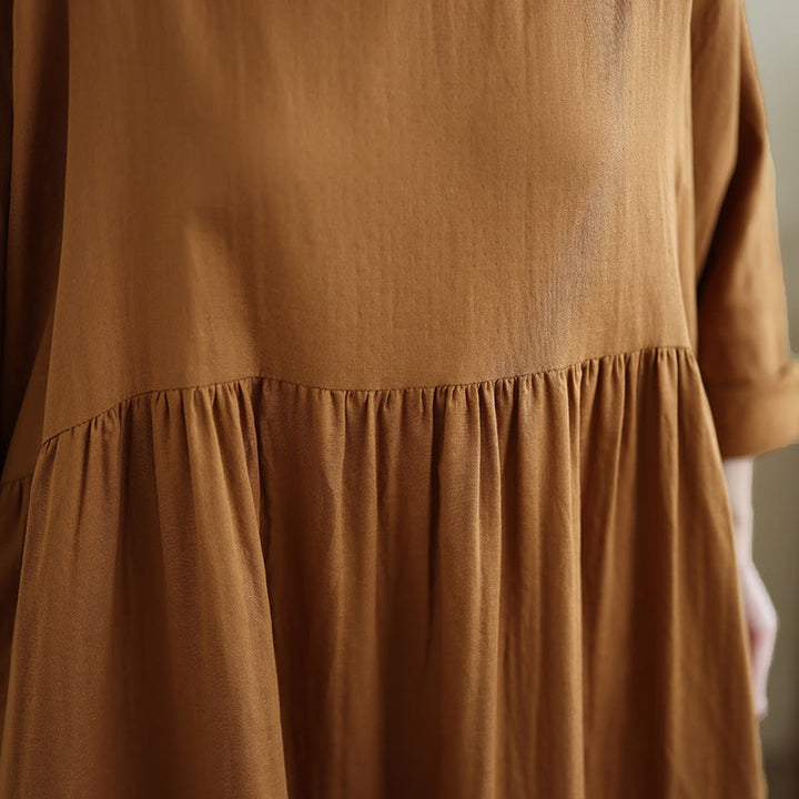 Robe mi-longue en coton et lin à manches longues et poches, motif Buddha Stones Fall Hoodie - image 8