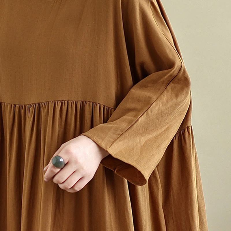 Robe mi-longue en coton et lin à manches longues et poches, motif Buddha Stones Fall Hoodie - image 10