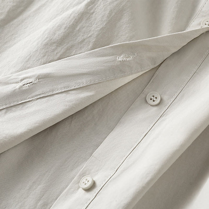 Robe midi Buddha Stones à carreaux, plissée et boutonnée, en coton, à manches longues et avec poches - image 8