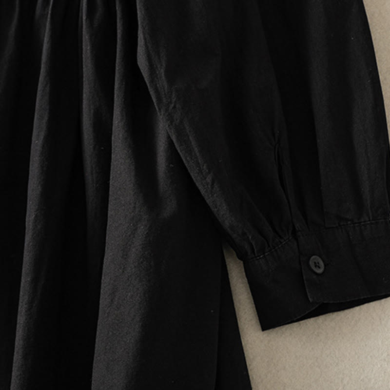 Robe midi Buddha Stones à carreaux, plissée et boutonnée, en coton, à manches longues et avec poches - image 24