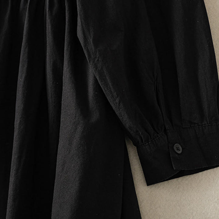 Robe midi Buddha Stones à carreaux, plissée et boutonnée, en coton, à manches longues et avec poches - image 24
