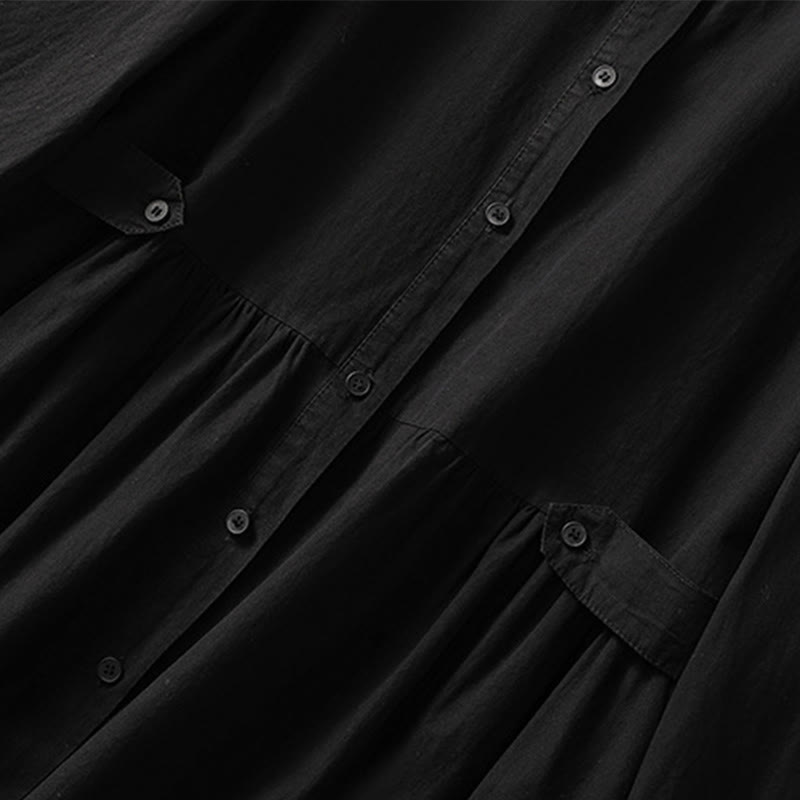 Robe midi Buddha Stones à carreaux, plissée et boutonnée, en coton, à manches longues et avec poches - image 22