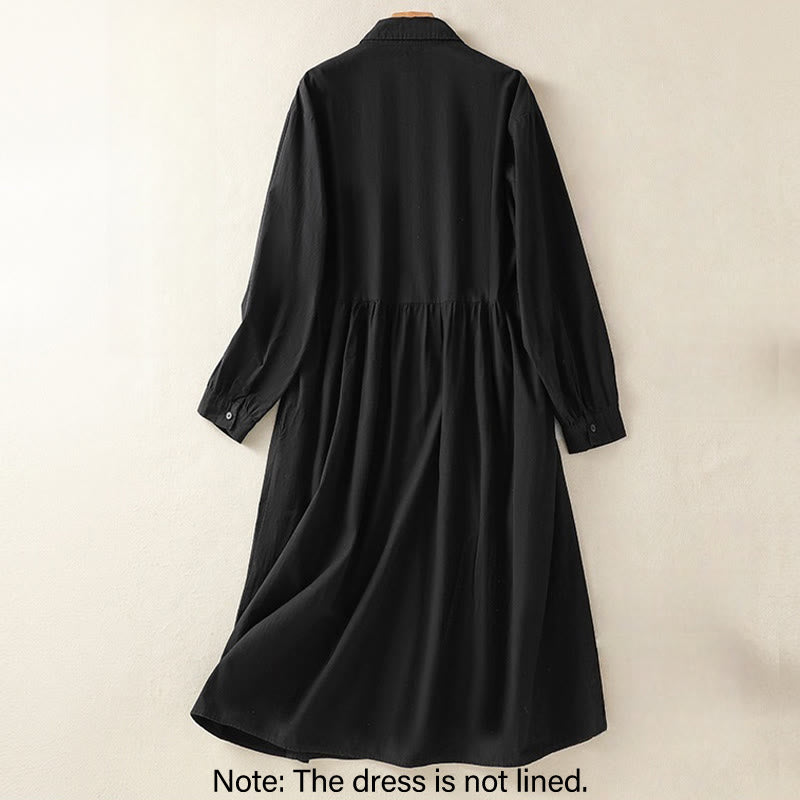 Robe midi Buddha Stones à carreaux, plissée et boutonnée, en coton, à manches longues et avec poches - image 18