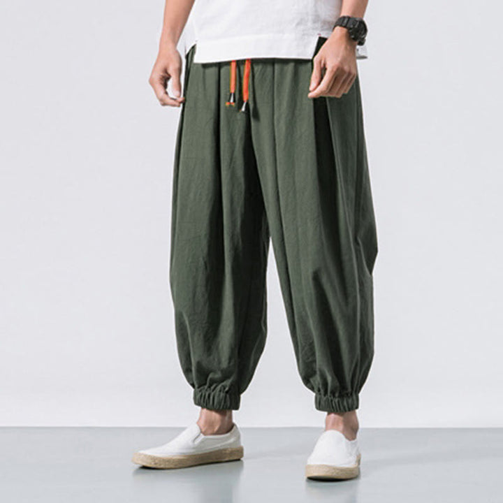 Pantalon décontracté en coton uni avec cordon de serrage et poches pour homme Buddha Stones - image 26
