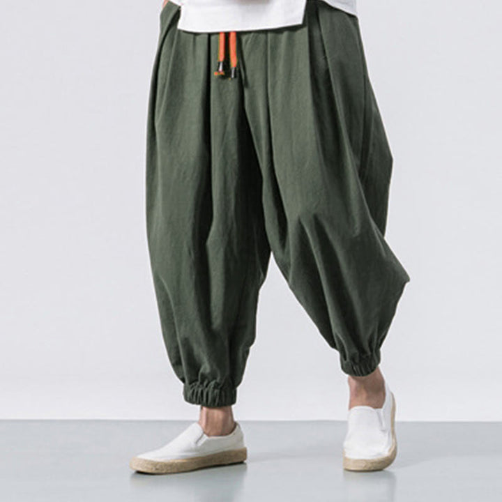 Pantalon décontracté en coton uni avec cordon de serrage et poches pour homme Buddha Stones - image 18