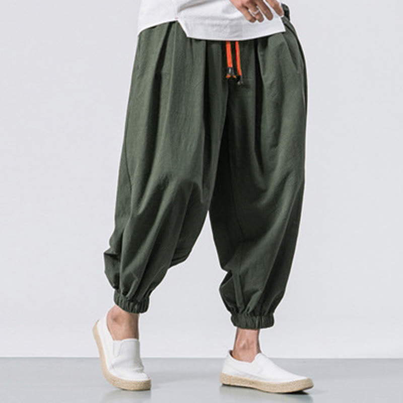 Pantalon décontracté en coton uni avec cordon de serrage et poches pour homme Buddha Stones - image 24