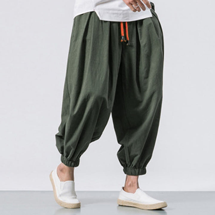Pantalon décontracté en coton uni avec cordon de serrage et poches pour homme Buddha Stones - image 24