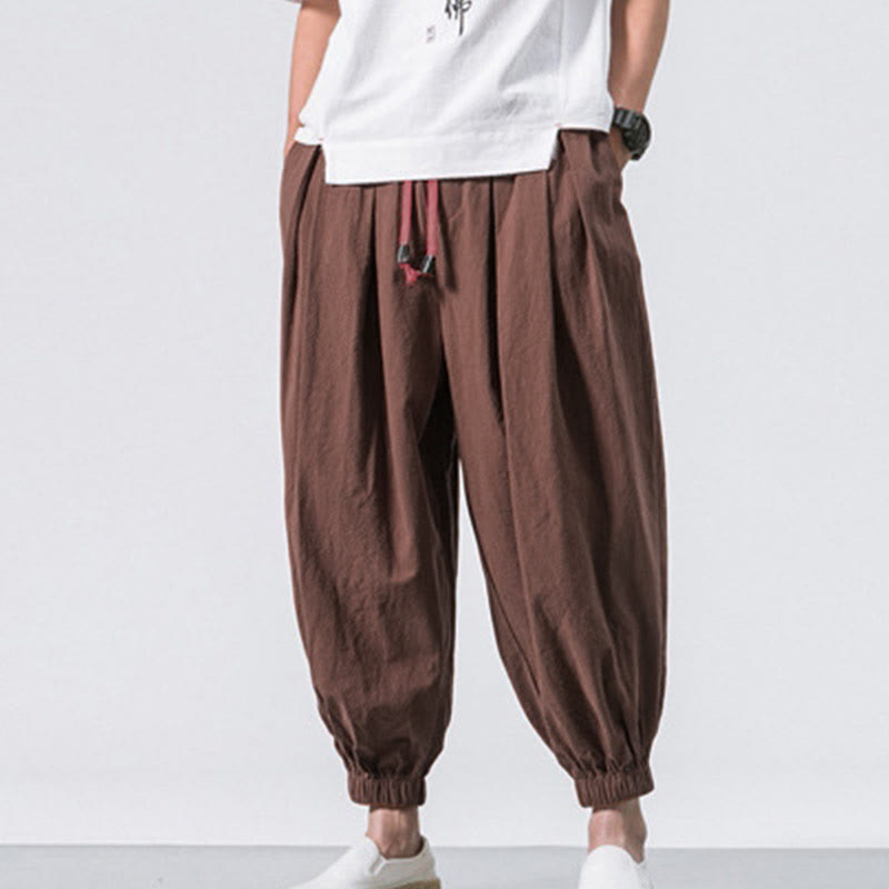 Pantalon décontracté en coton uni avec cordon de serrage et poches pour homme Buddha Stones - image 30