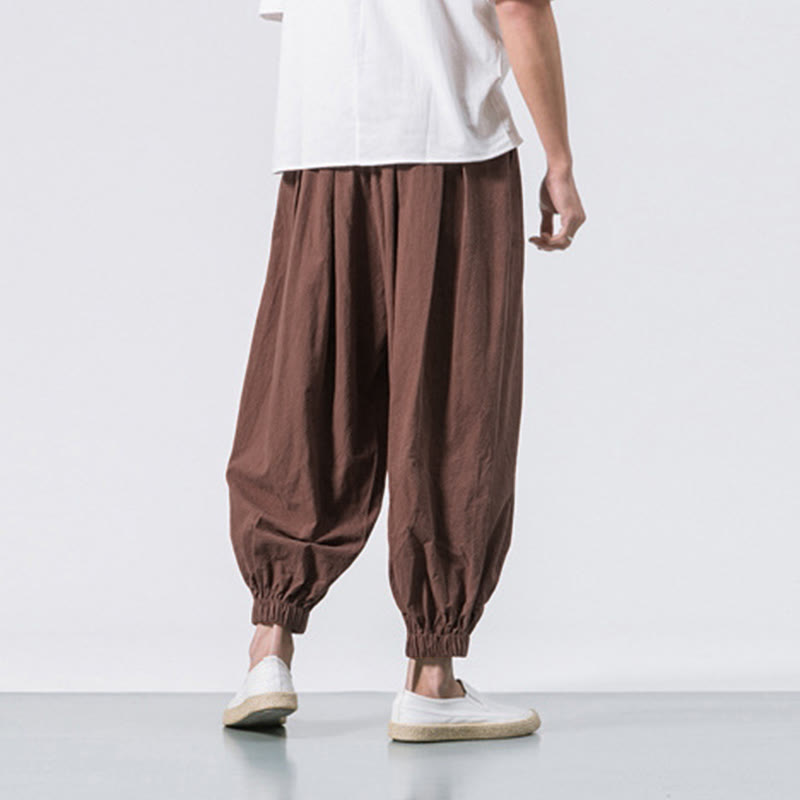 Pantalon décontracté en coton uni avec cordon de serrage et poches pour homme Buddha Stones - image 34