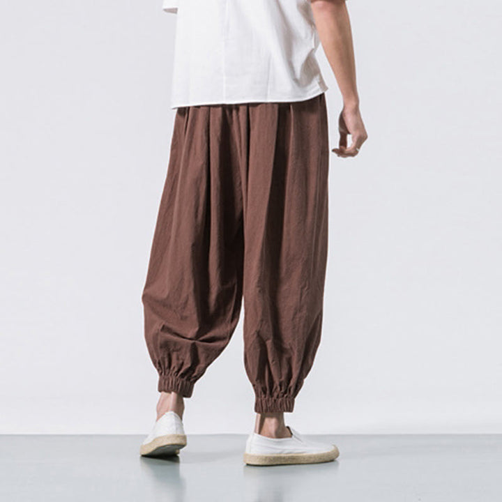 Pantalon décontracté en coton uni avec cordon de serrage et poches pour homme Buddha Stones - image 34