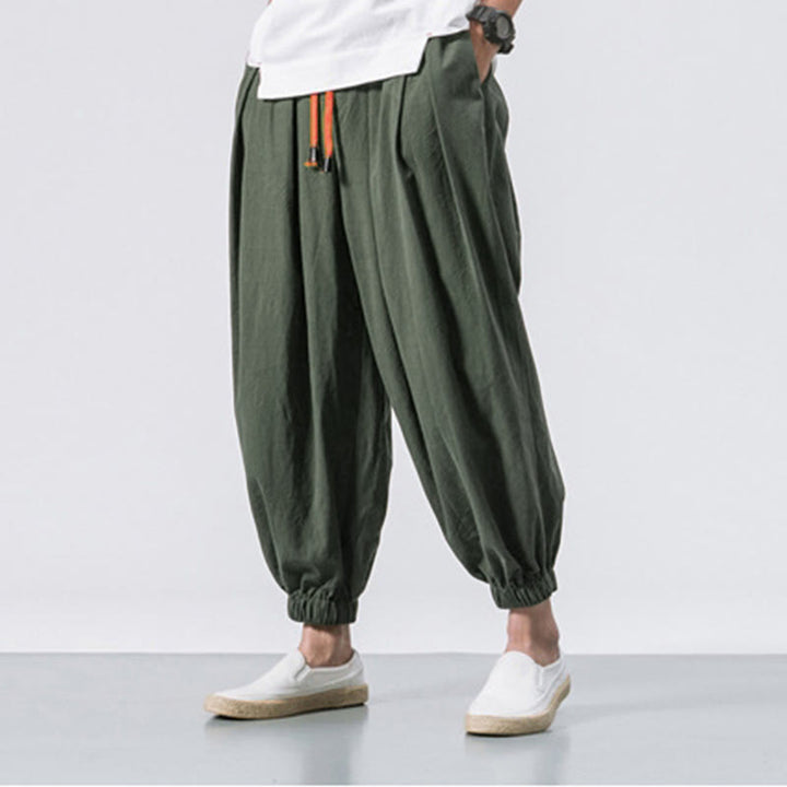 Pantalon décontracté en coton uni avec cordon de serrage et poches pour homme Buddha Stones - image 21