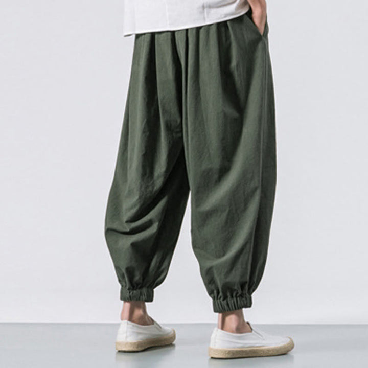 Pantalon décontracté en coton uni avec cordon de serrage et poches pour homme Buddha Stones - image 22