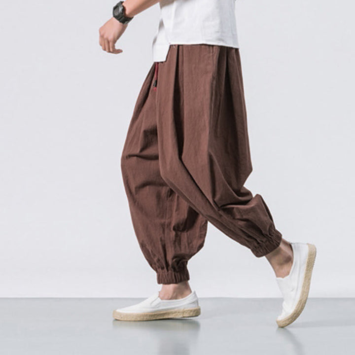 Pantalon décontracté en coton uni avec cordon de serrage et poches pour homme Buddha Stones - image 36