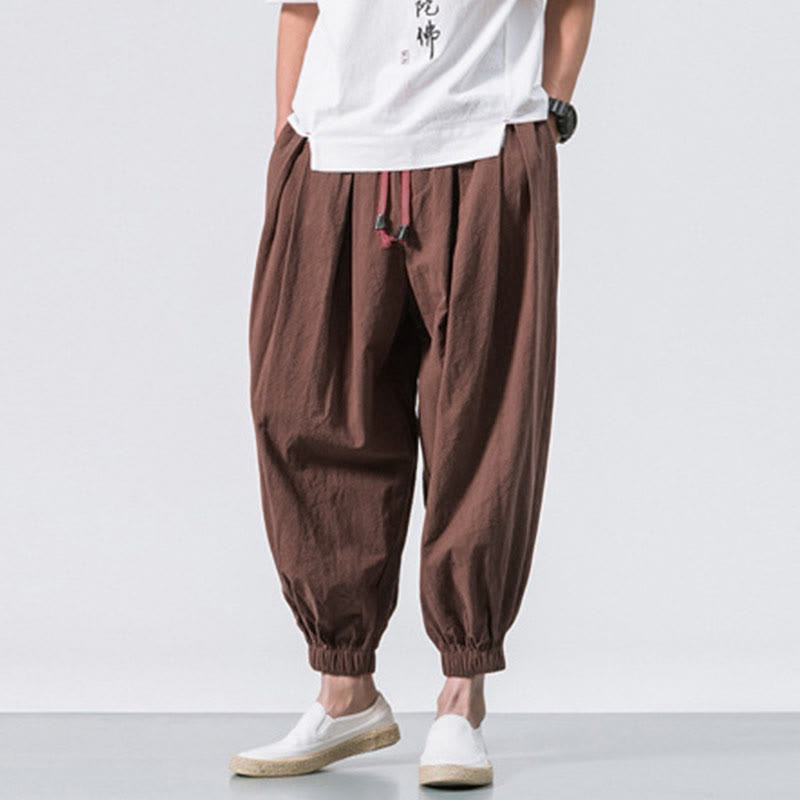 Pantalon décontracté en coton uni avec cordon de serrage et poches pour homme Buddha Stones - image 29
