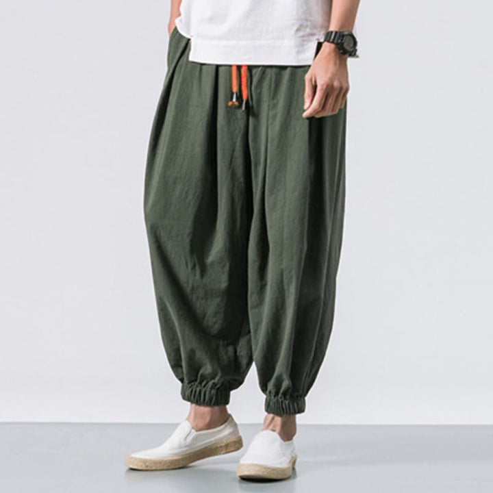 Pantalon décontracté en coton uni avec cordon de serrage et poches pour homme Buddha Stones - image 19