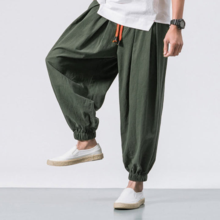 Pantalon décontracté en coton uni avec cordon de serrage et poches pour homme Buddha Stones - image 16