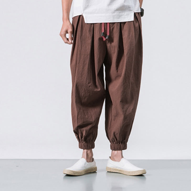 Pantalon décontracté en coton uni avec cordon de serrage et poches pour homme Buddha Stones - image 28