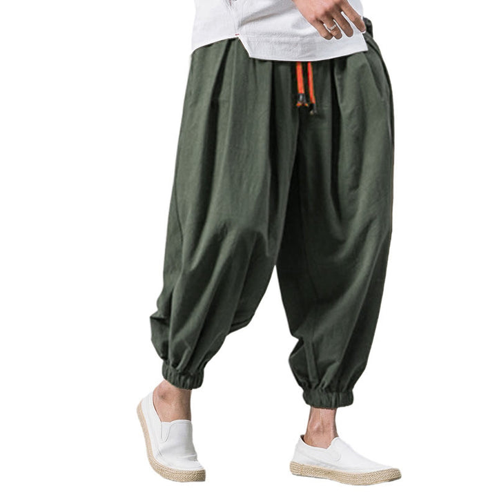 Pantalon décontracté en coton uni avec cordon de serrage et poches pour homme Buddha Stones - image 23