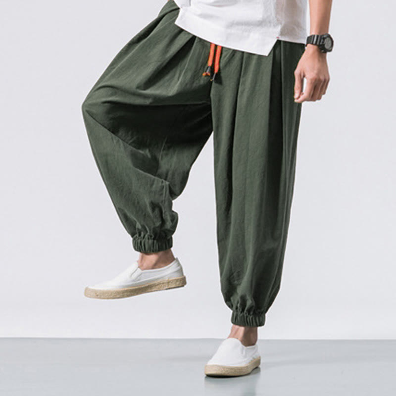 Pantalon décontracté en coton uni avec cordon de serrage et poches pour homme Buddha Stones - image 17