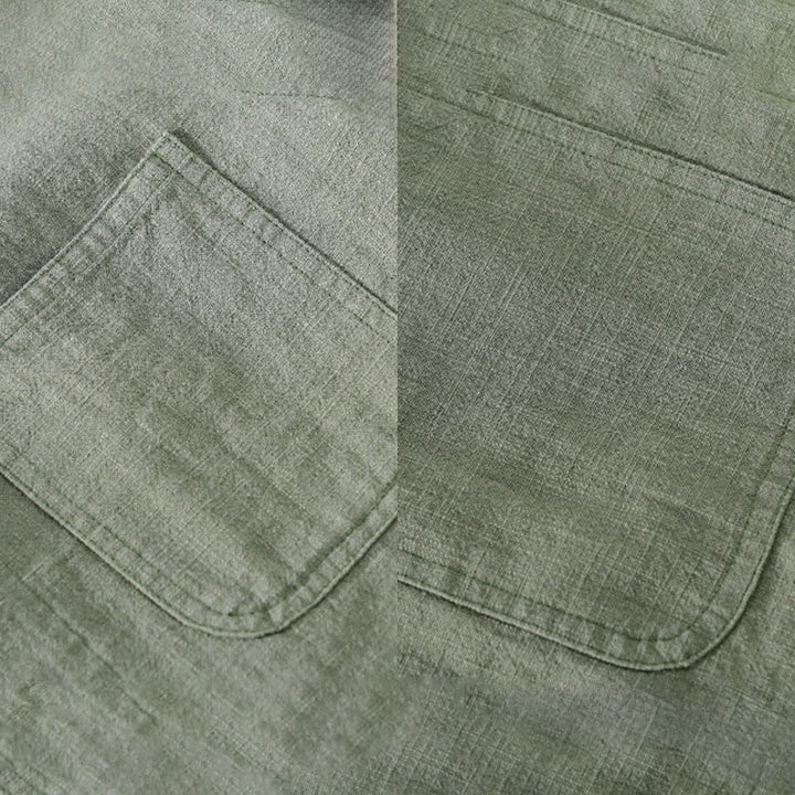 Chemise à manches longues en coton et lin avec poches pour homme, motif Buddha Stones Commute, à boutons unis - image 3