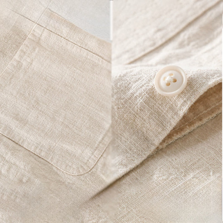 Chemise à manches longues en coton et lin avec poches pour homme, motif Buddha Stones Commute, à boutons unis - image 6