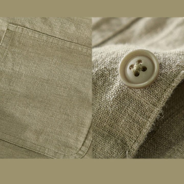 Chemise à manches longues en coton et lin avec poches pour homme, motif Buddha Stones Commute, à boutons unis - image 19