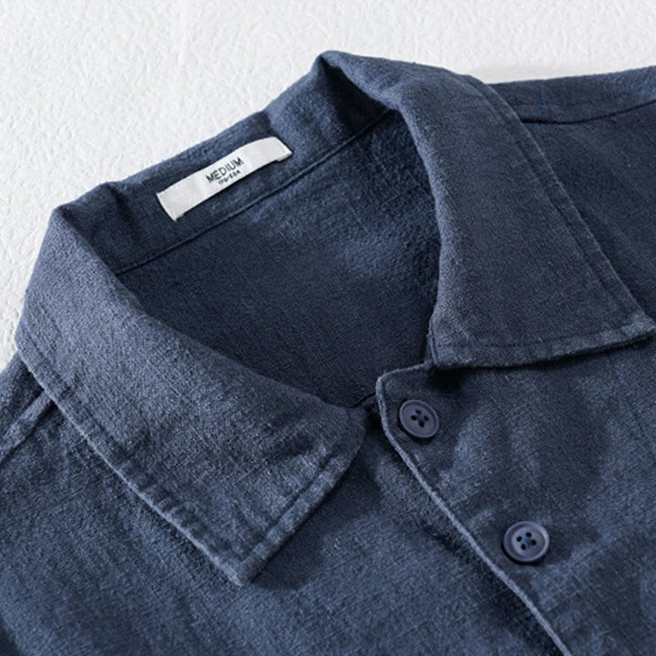 Chemise à manches longues en coton et lin avec poches pour homme, motif Buddha Stones Commute, à boutons unis - image 13