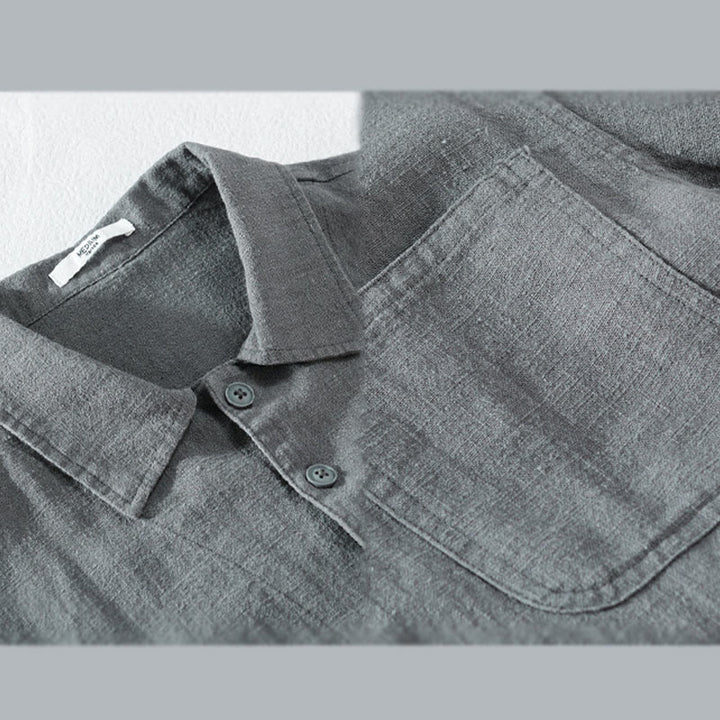 Chemise à manches longues en coton et lin avec poches pour homme, motif Buddha Stones Commute, à boutons unis - image 12