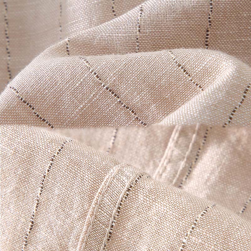 Chemise à manches longues en coton et lin à rayures pour homme, tenue quotidienne Tang avec Buddha Stones - image 9