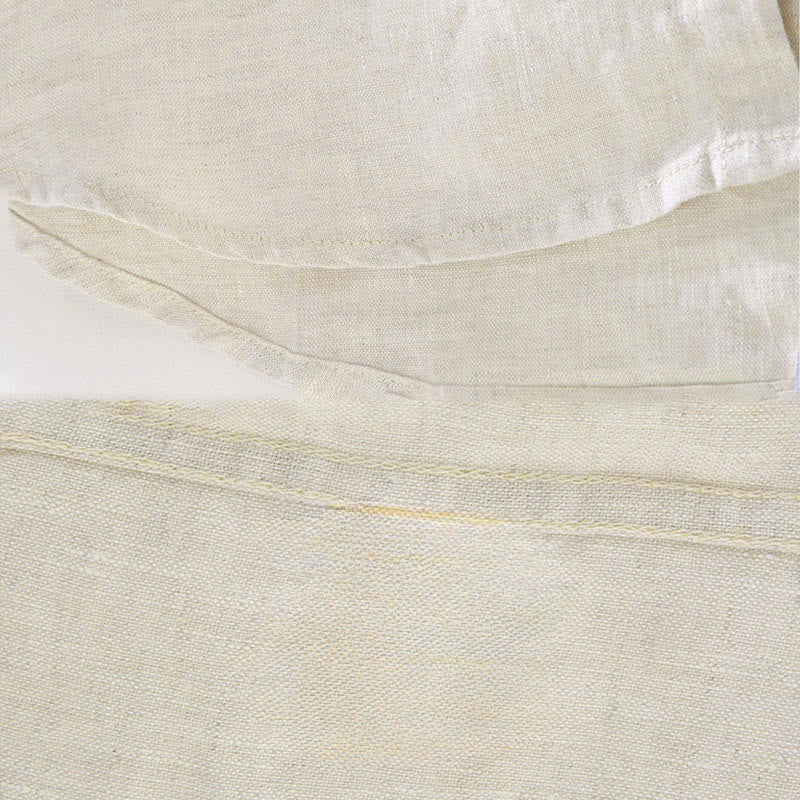 Chemise décontractée à manches longues en lin pur pour homme avec poche et motif Buddha Stones Spring - image 4