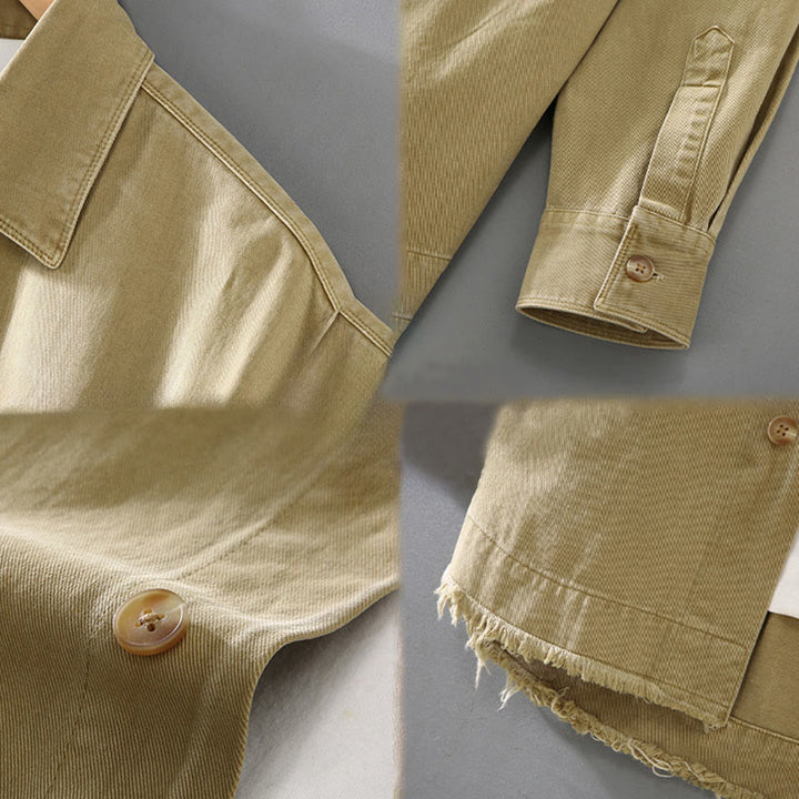 Chemise à manches longues en coton avec poche et ourlet à pompons pour homme Motif Buddha Stones - image 6