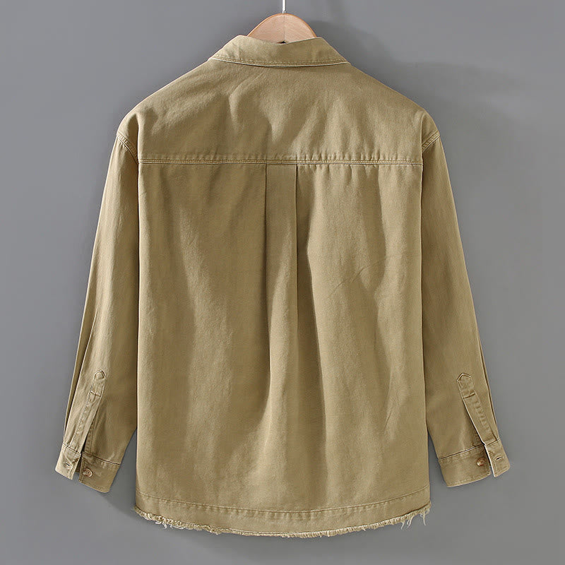 Chemise à manches longues en coton avec poche et ourlet à pompons pour homme Motif Buddha Stones - image 3
