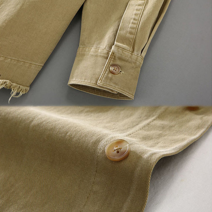 Chemise à manches longues en coton avec poche et ourlet à pompons pour homme Motif Buddha Stones - image 5