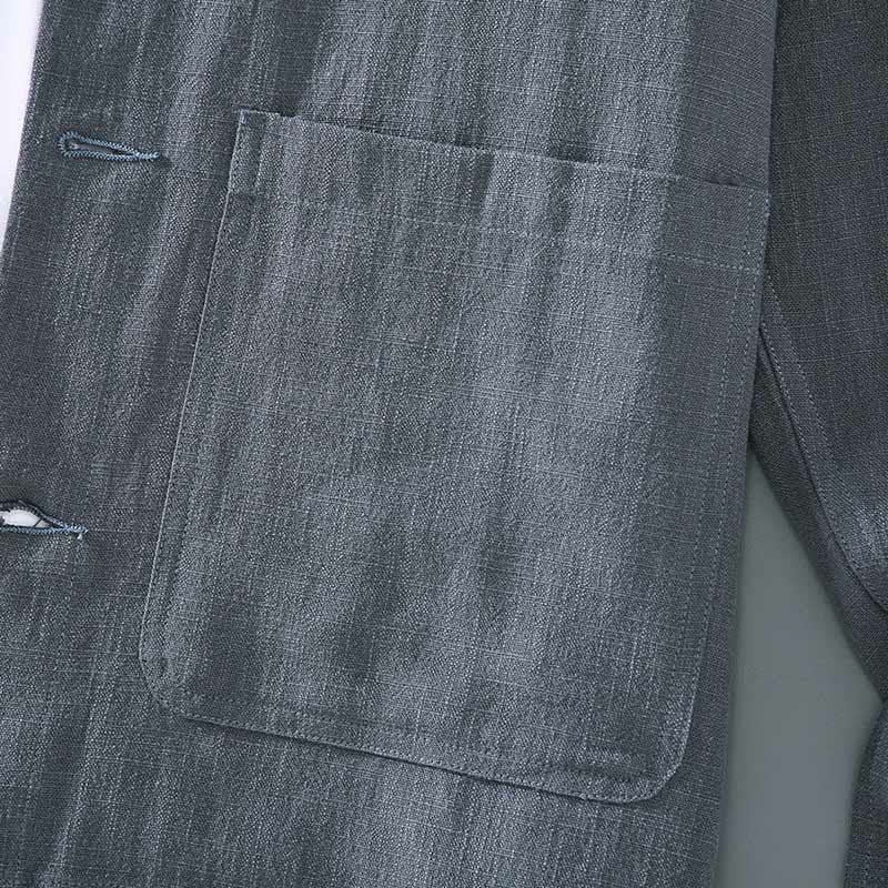 Veste décontractée en lin ramie pour homme, manches longues, revers boutonné, avec poches, motif Buddha Stones - image 8