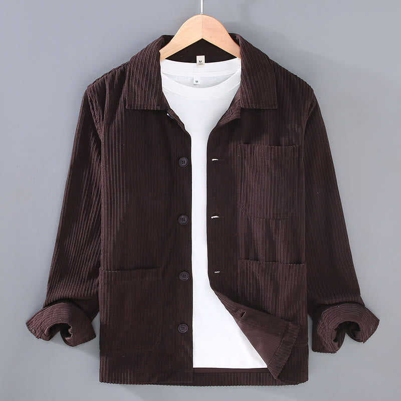 Veste à manches longues et boutons pour homme avec poches et motif Buddha Stones Fall Lapel - SaddleBrown - US/UK/AU42，EU52 (3XL) - image 7