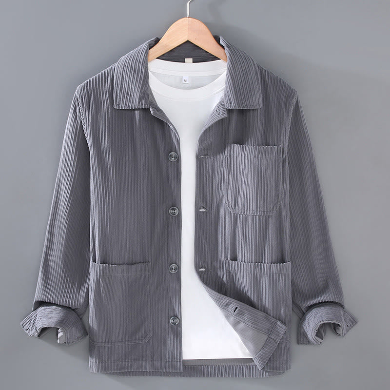 Veste à manches longues et boutons pour homme avec poches et motif Buddha Stones Fall Vintage - Gris ardoise clair - US/UK/AU42，EU52 (3XL) - image 1