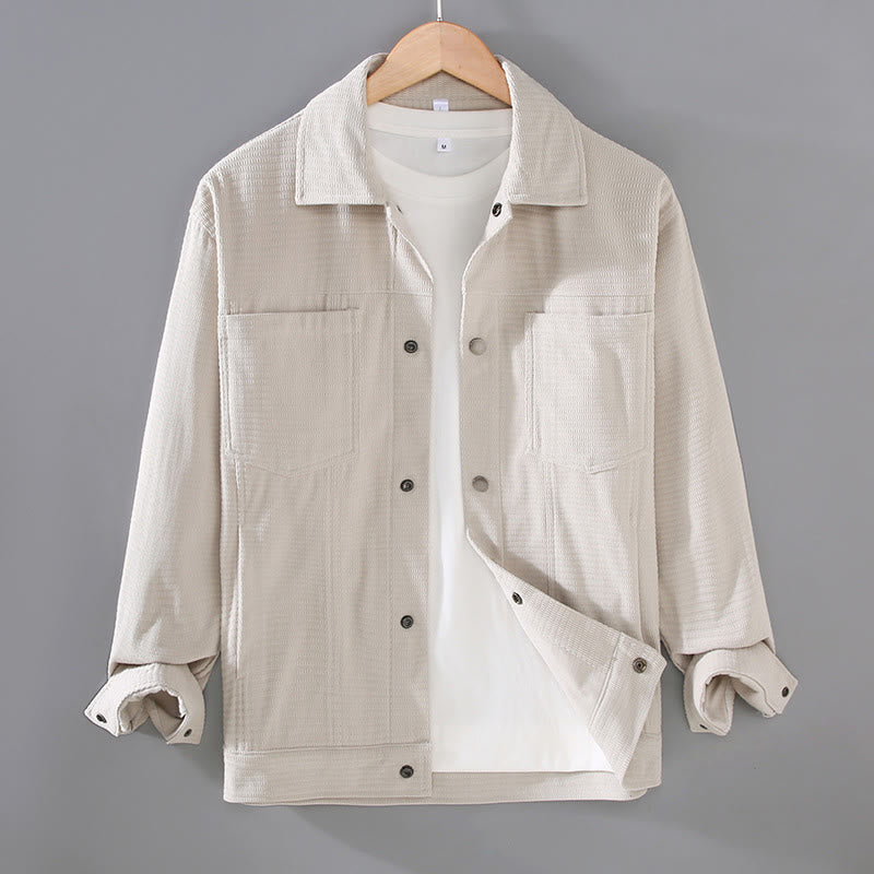 Veste à manches longues et poches pour homme, style vintage, avec boutons et revers, motif Buddha Stones - Beige - US/UK/AU42，EU52 (3XL) - image 1