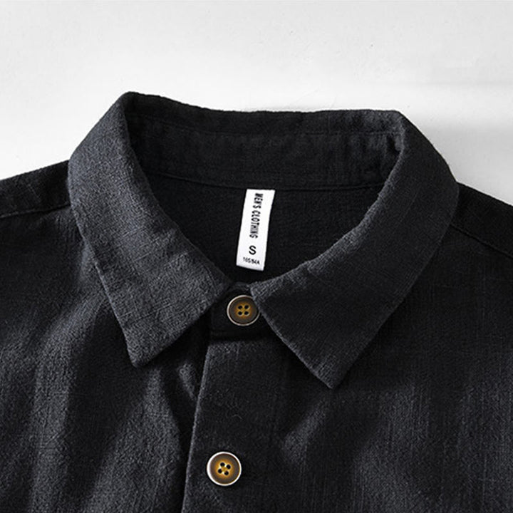 Veste en lin ramie à manches longues pour homme avec poches et boutons simples et imprimé Buddha Stones - image 6