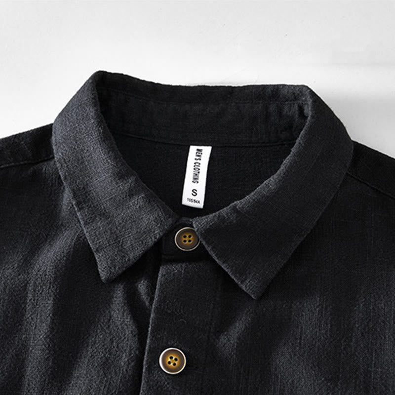 Veste en lin ramie à manches longues pour homme avec poches et boutons simples et imprimé Buddha Stones - image 6