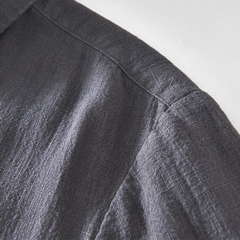 Veste en lin ramie à manches longues pour homme avec poches et boutons simples et imprimé Buddha Stones - image 14