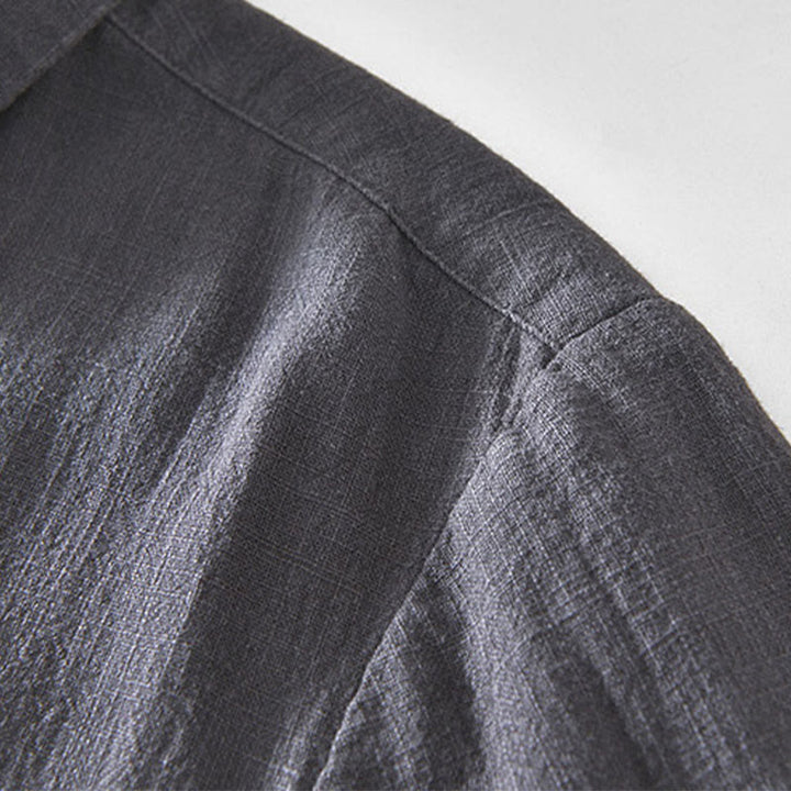 Veste en lin ramie à manches longues pour homme avec poches et boutons simples et imprimé Buddha Stones - image 14