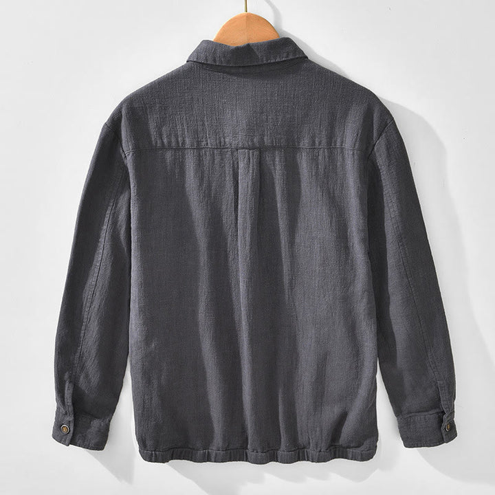 Veste en lin ramie à manches longues pour homme avec poches et boutons simples et imprimé Buddha Stones - image 11