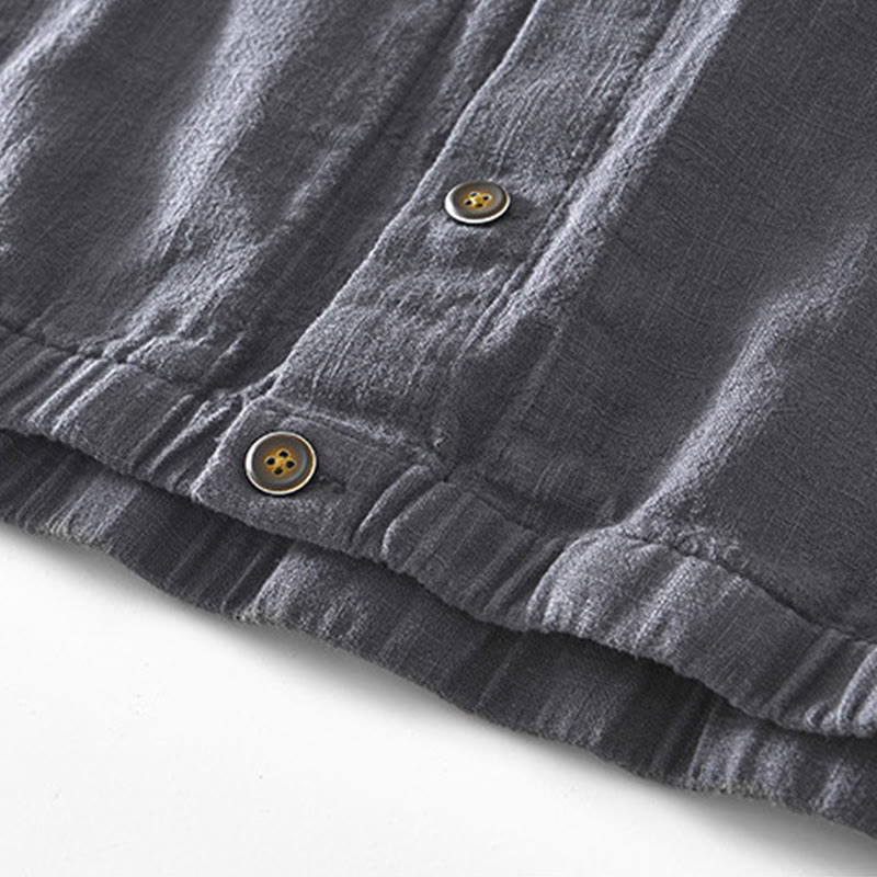 Veste en lin ramie à manches longues pour homme avec poches et boutons simples et imprimé Buddha Stones - image 19