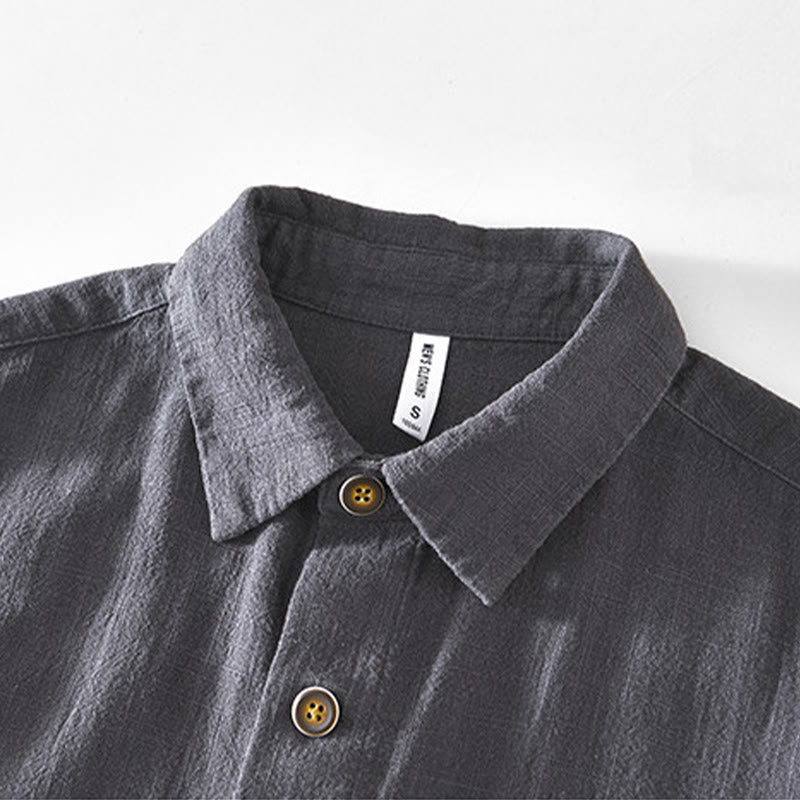 Veste en lin ramie à manches longues pour homme avec poches et boutons simples et imprimé Buddha Stones - image 12