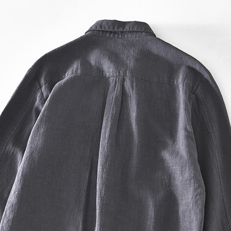 Veste en lin ramie à manches longues pour homme avec poches et boutons simples et imprimé Buddha Stones - image 13