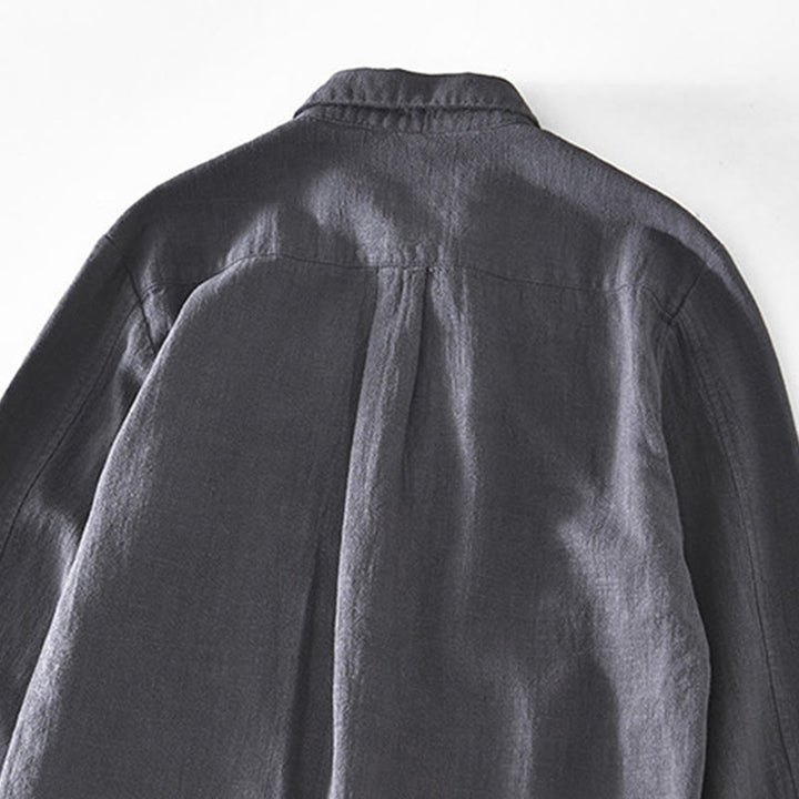 Veste en lin ramie à manches longues pour homme avec poches et boutons simples et imprimé Buddha Stones - image 13